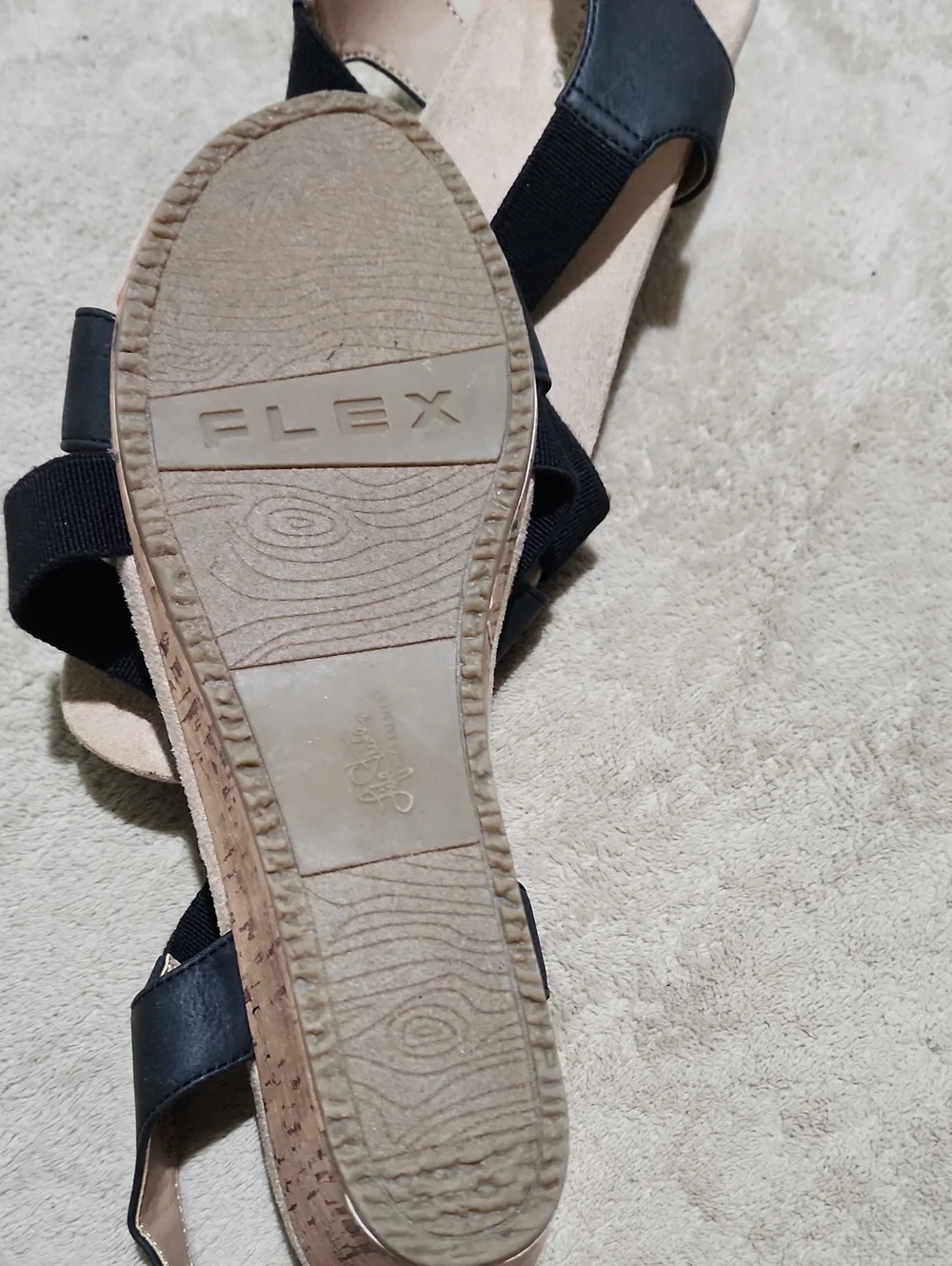 NWT Life Stride Black Cross-Strap Wedge Sandal